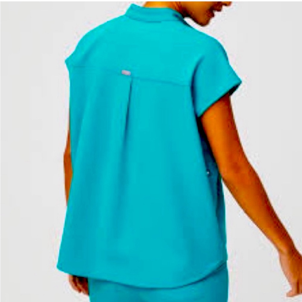 FIGS SCRUB TOP,SMALL,TEAL